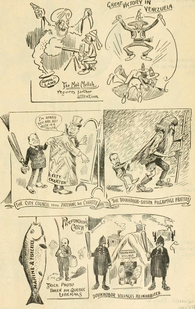 An illustration from Caricature politique au Canada = Free lance political caricature in Canada, 1904, leaf 18