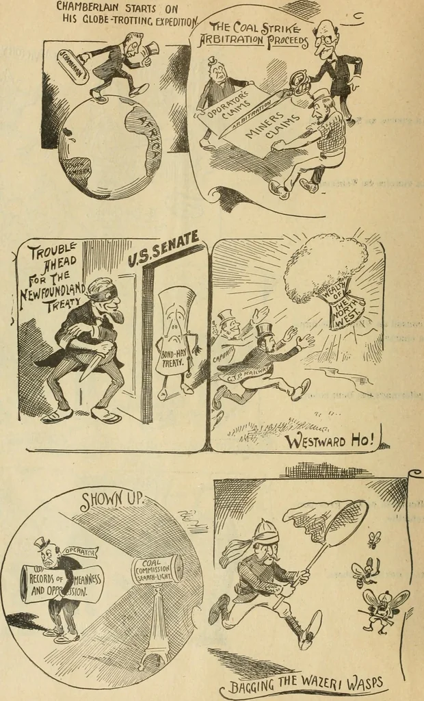 An illustration from Caricature politique au Canada = Free lance political caricature in Canada, 1904, leaf 19