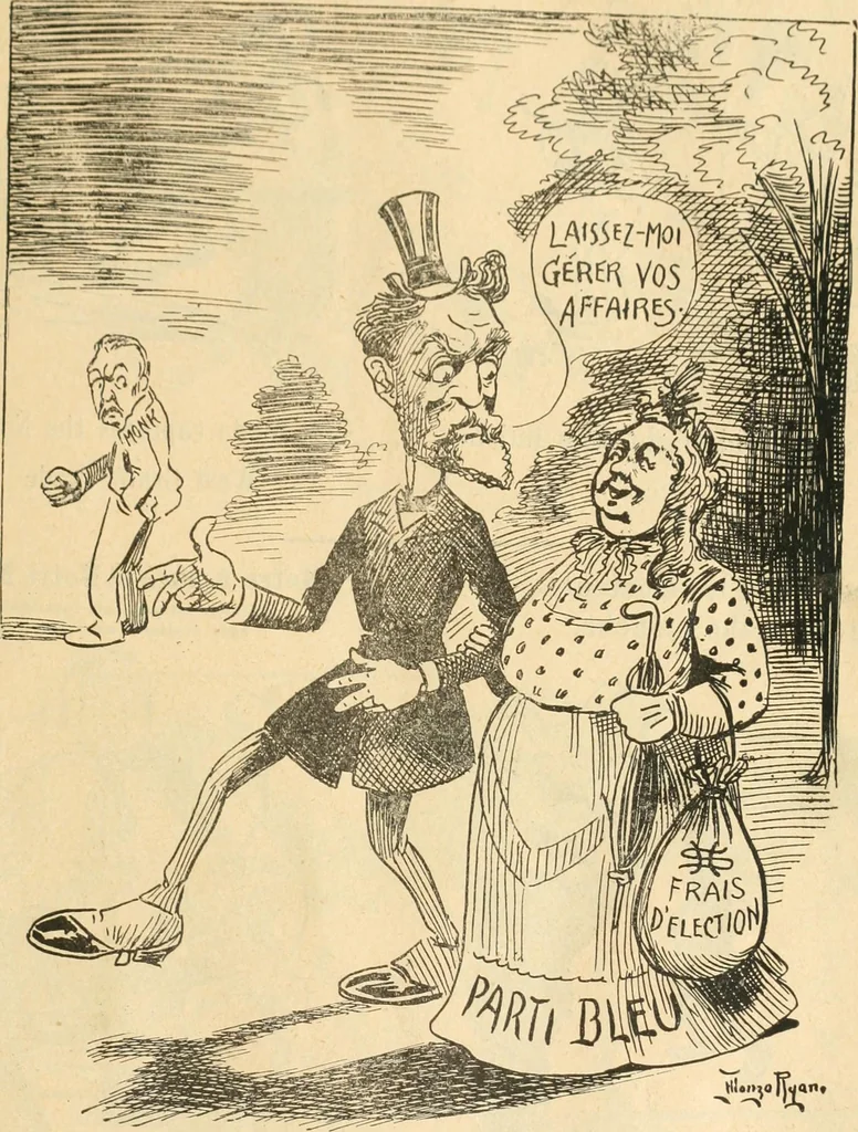 An illustration from Caricature politique au Canada = Free lance political caricature in Canada, 1904, leaf 24