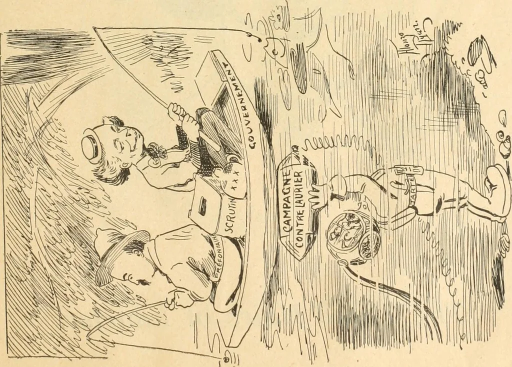 An illustration from Caricature politique au Canada = Free lance political caricature in Canada, 1904, leaf 28