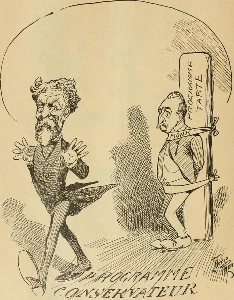 An illustration from Caricature politique au Canada = Free lance political caricature in Canada, 1904, leaf 33
