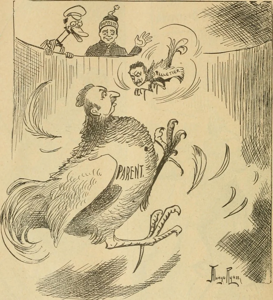 An illustration from Caricature politique au Canada = Free lance political caricature in Canada, 1904, leaf 35