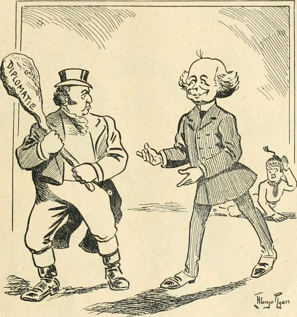 An illustration from Caricature politique au Canada = Free lance political caricature in Canada, 1904, leaf 42