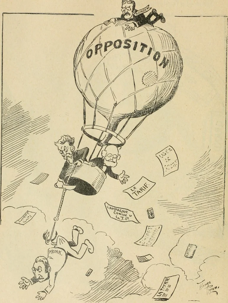 An illustration from Caricature politique au Canada = Free lance political caricature in Canada, 1904, leaf 49
