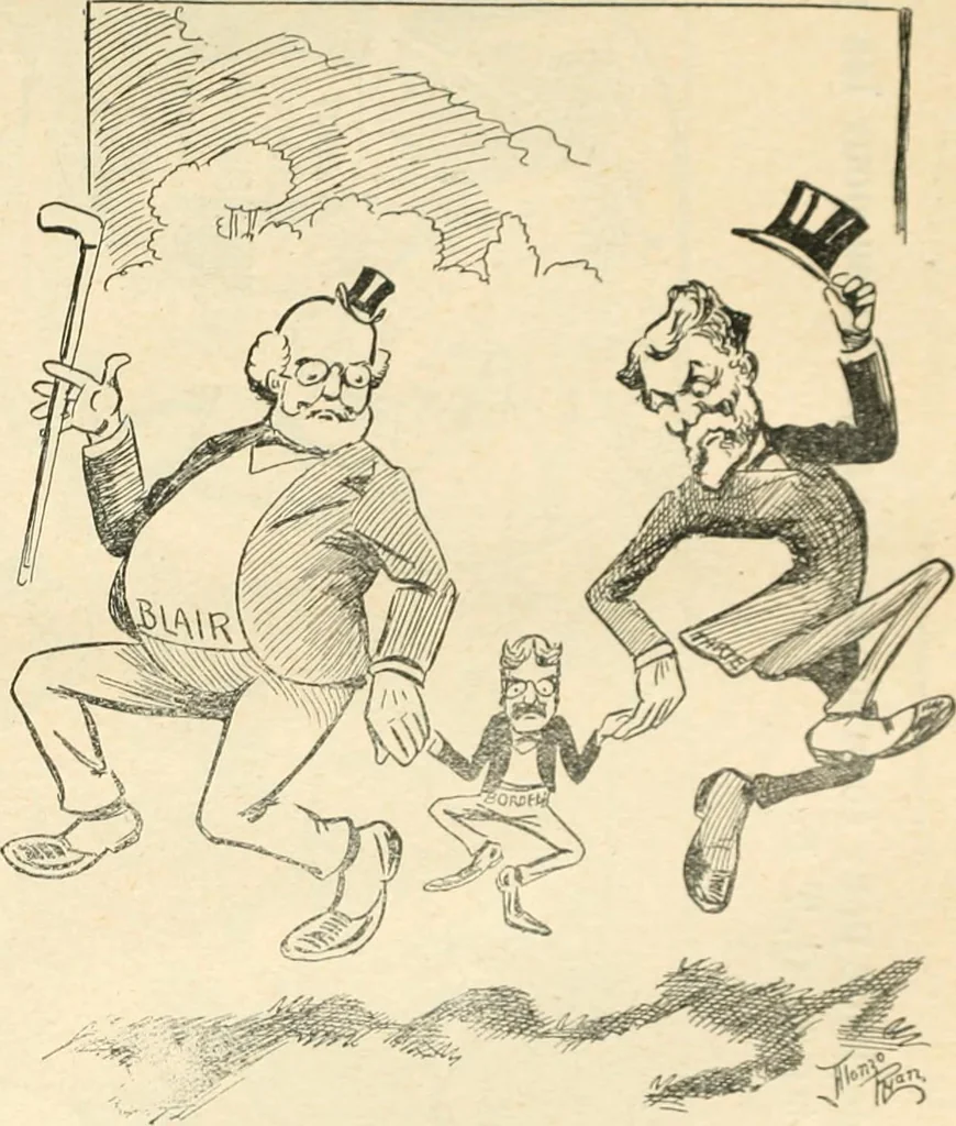 An illustration from Caricature politique au Canada = Free lance political caricature in Canada, 1904, leaf 50