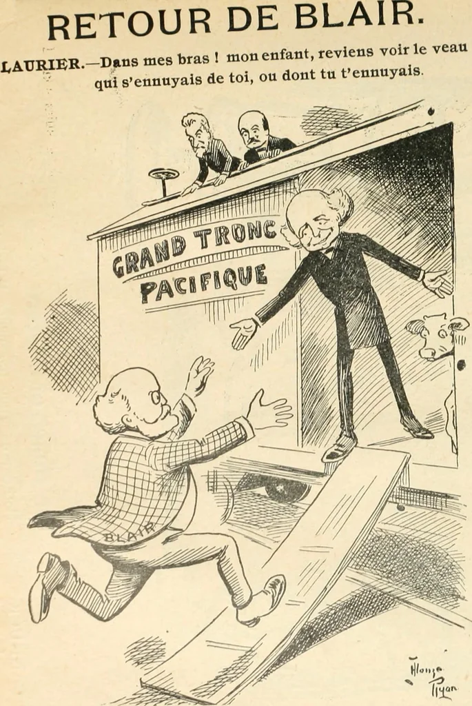 An illustration from Caricature politique au Canada = Free lance political caricature in Canada, 1904, leaf 52