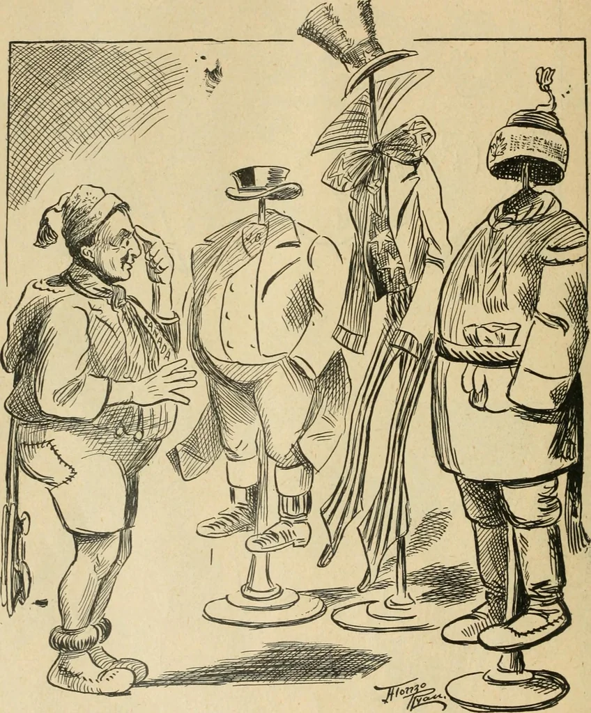 An illustration from Caricature politique au Canada = Free lance political caricature in Canada, 1904, leaf 53