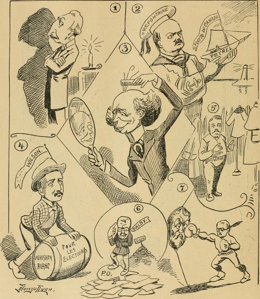 An illustration from Caricature politique au Canada = Free lance political caricature in Canada, 1904, leaf 61