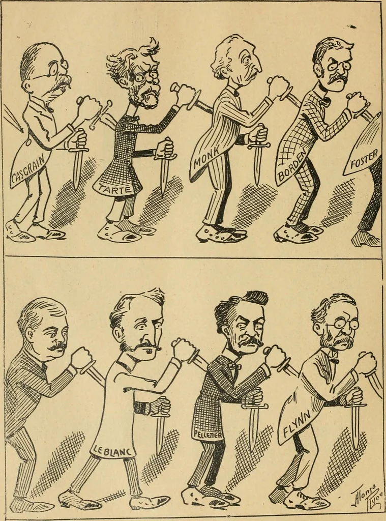 An illustration from Caricature politique au Canada = Free lance political caricature in Canada, 1904, leaf 67