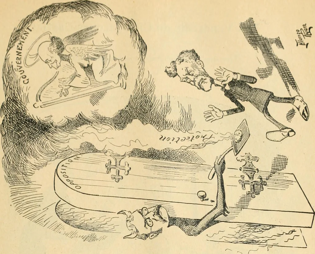 An illustration from Caricature politique au Canada = Free lance political caricature in Canada, 1904, leaf 70