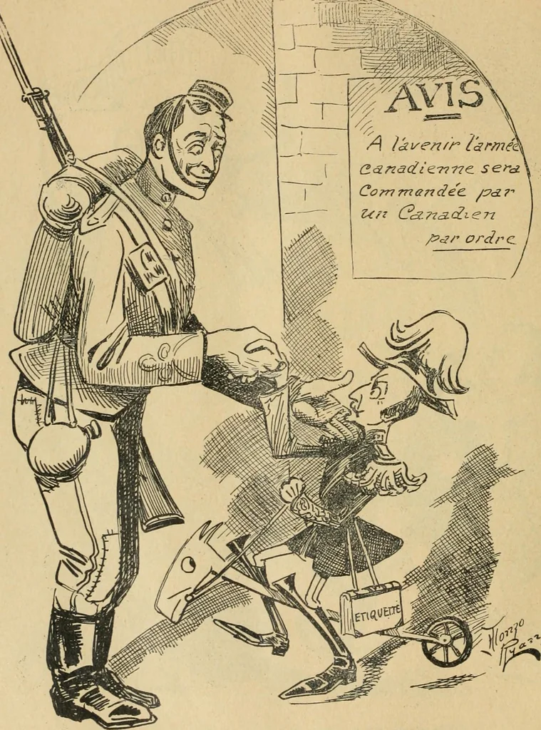 An illustration from Caricature politique au Canada = Free lance political caricature in Canada, 1904, leaf 77