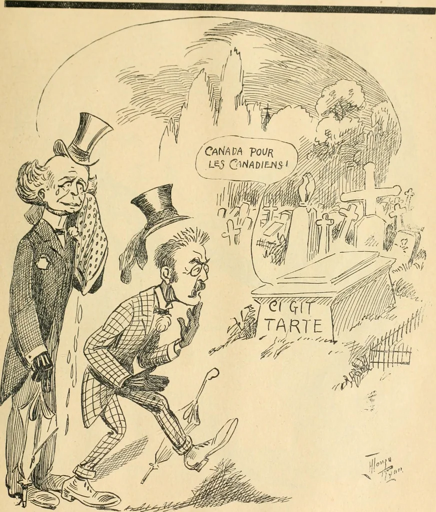 An illustration from Caricature politique au Canada = Free lance political caricature in Canada, 1904, leaf 80