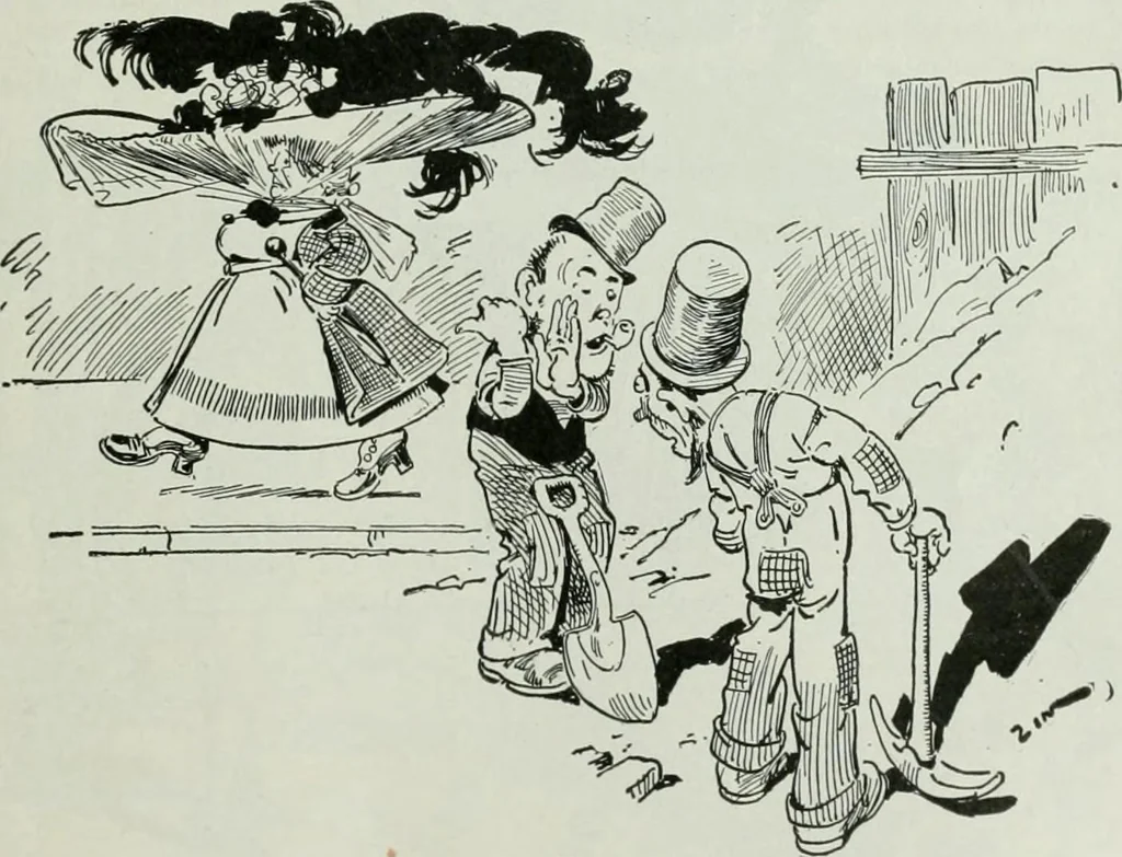 An illustration from Caricature; wit and humor of a nation in picture, song and story, 1911, leaf 144