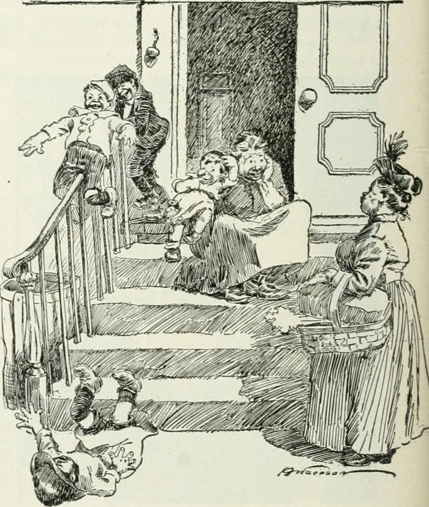 An illustration from Caricature; wit and humor of a nation in picture, song and story, 1911, leaf 151