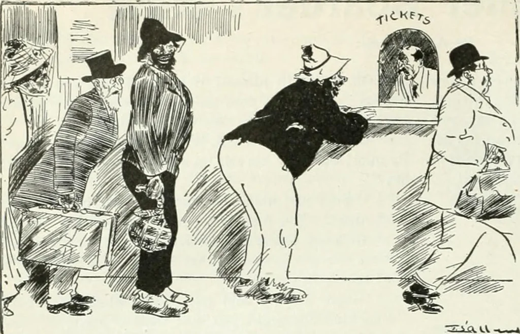An illustration from Caricature; wit and humor of a nation in picture, song and story, 1911, leaf 195