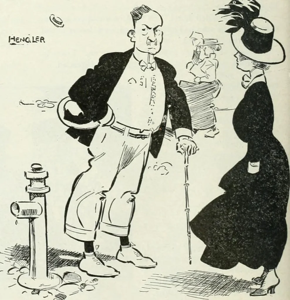 An illustration from Caricature; wit and humor of a nation in picture, song and story, 1911, leaf 195