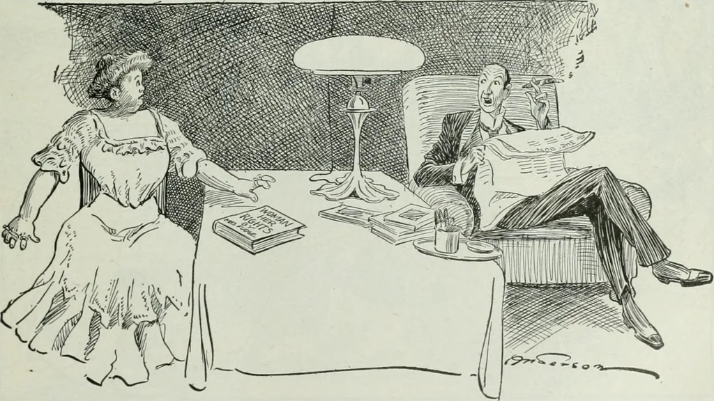 An illustration from Caricature; wit and humor of a nation in picture, song and story, 1911, leaf 210