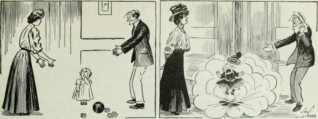 An illustration from Caricature; wit and humor of a nation in picture, song and story, 1911, leaf 232