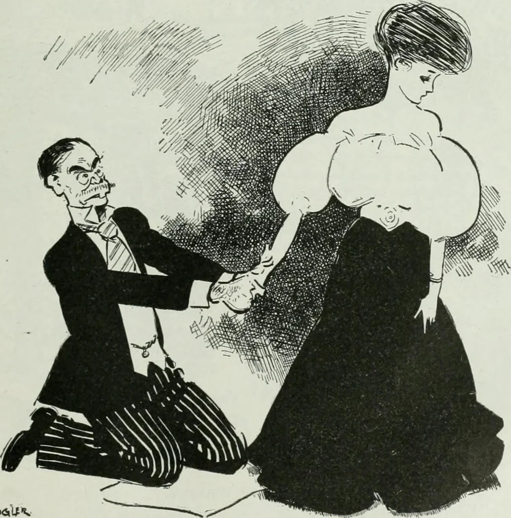 An illustration from Caricature; wit and humor of a nation in picture, song and story, 1911, leaf 232