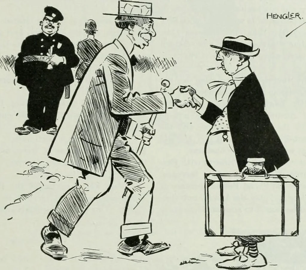 An illustration from Caricature; wit and humor of a nation in picture, song and story, 1911, leaf 246