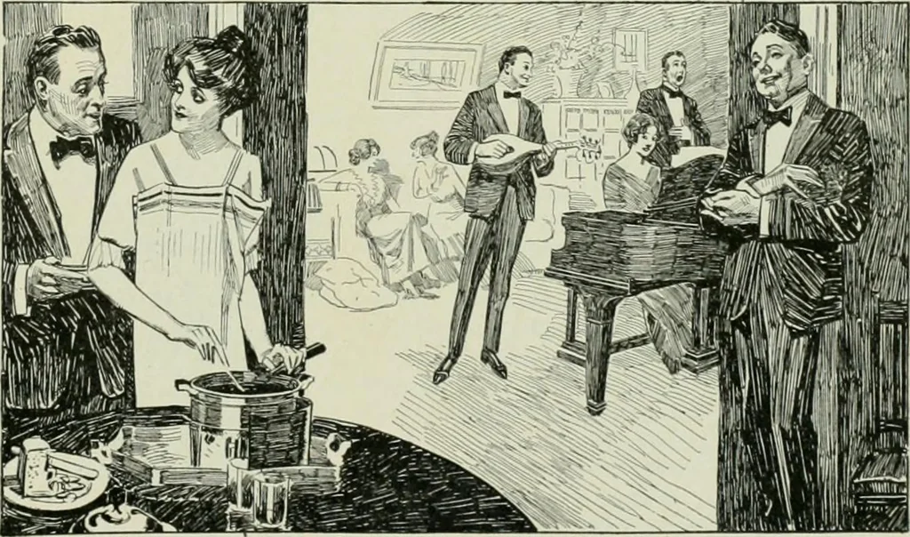 An illustration from Caricature. Wit and humor of a nation in picture, song and story, 1914, leaf 100