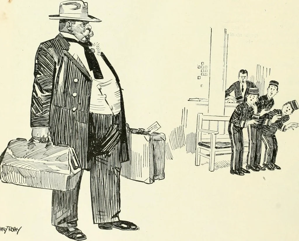 An illustration from Caricature. Wit and humor of a nation in picture, song and story, 1914, leaf 49