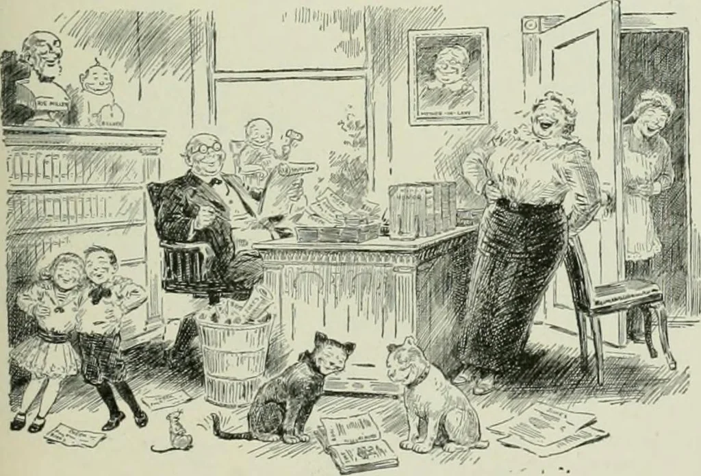 An illustration from Caricature. Wit and humor of a nation in picture, song and story, 1914, leaf 50