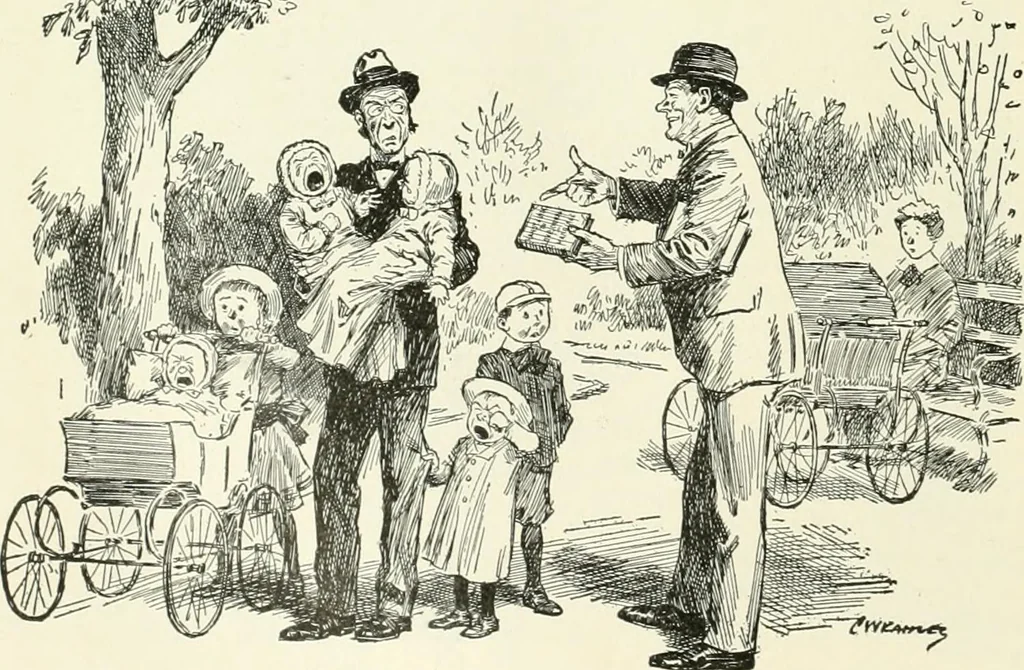 An illustration from Caricature. Wit and humor of a nation in picture, song and story, 1914, leaf 57