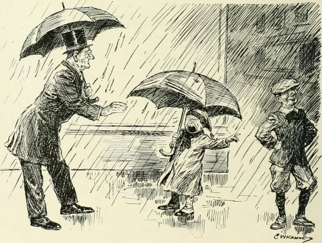 An illustration from Caricature. Wit and humor of a nation in picture, song and story, 1914, leaf 61