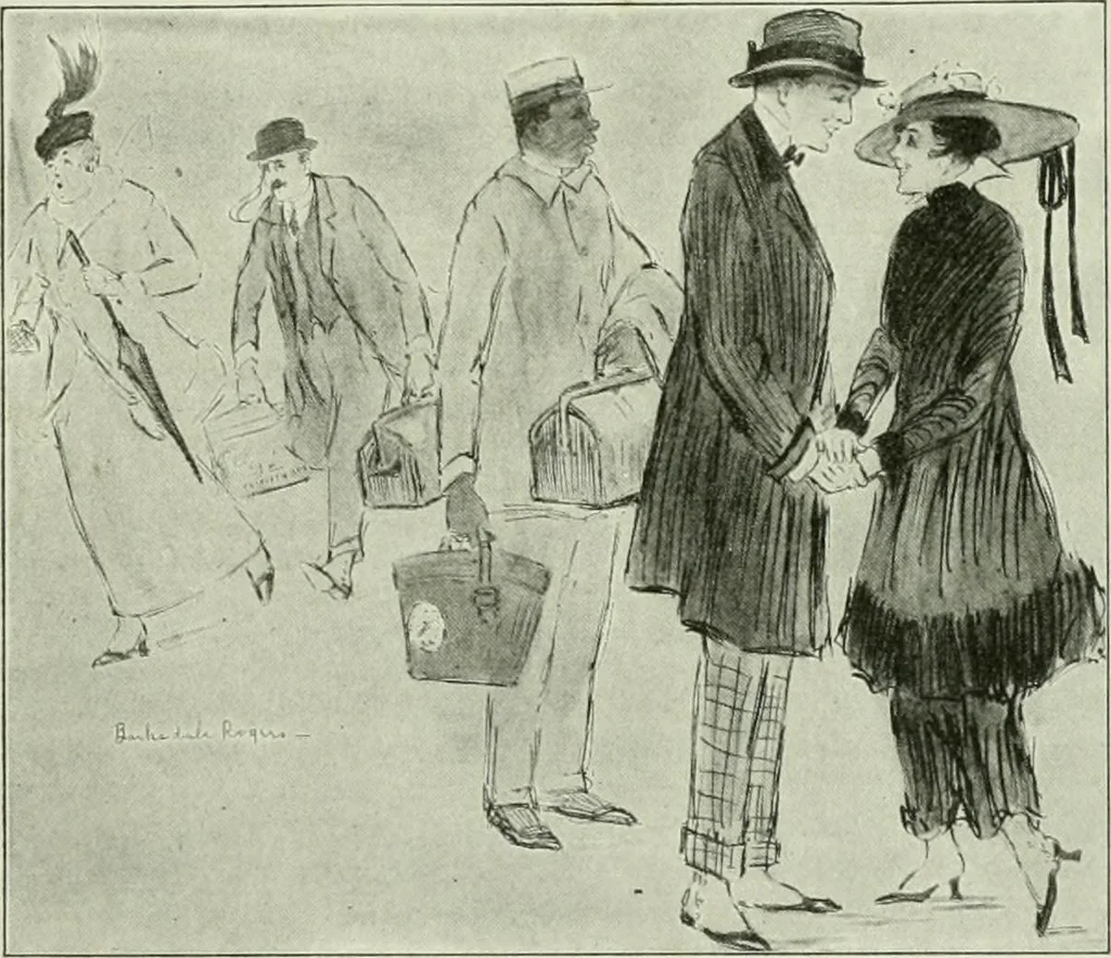 An illustration from Caricature. Wit and humor of a nation in picture, song and story, 1914, leaf 76