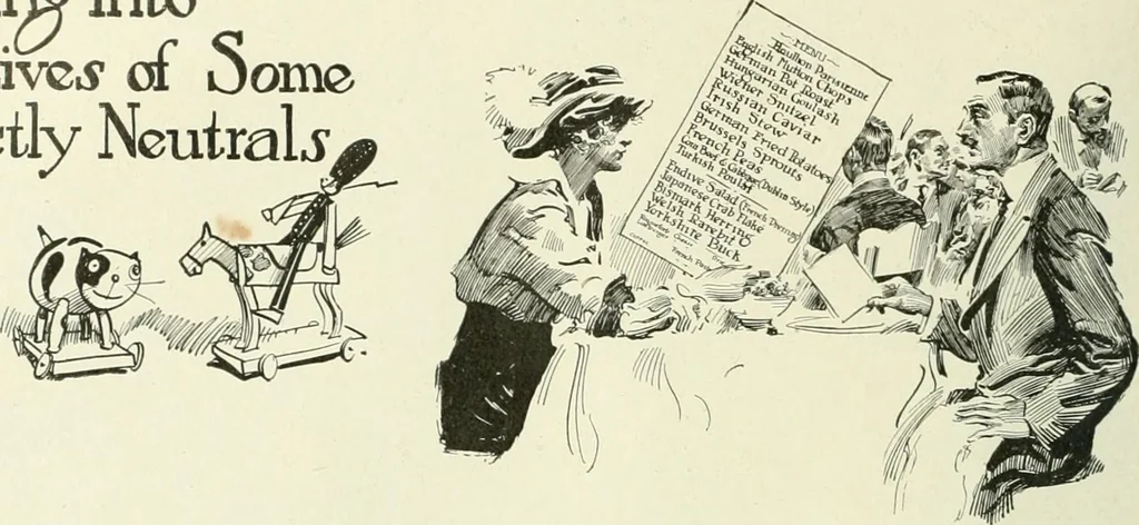 An illustration from Caricature. Wit and humor of a nation in picture, song and story, 1914, leaf 79