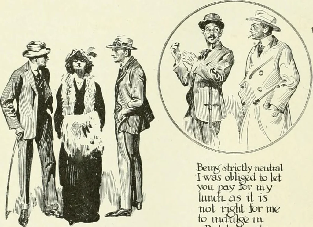 An illustration from Caricature. Wit and humor of a nation in picture, song and story, 1914, leaf 79