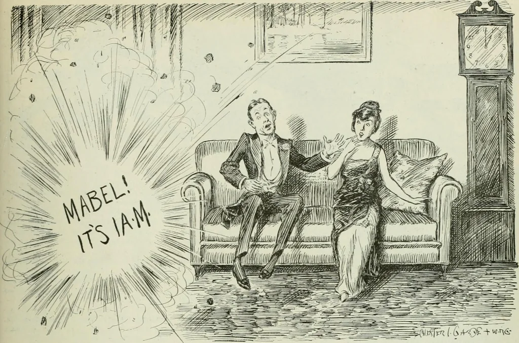 An illustration from Caricature. Wit and humor of a nation in picture, song and story, 1914, leaf 82