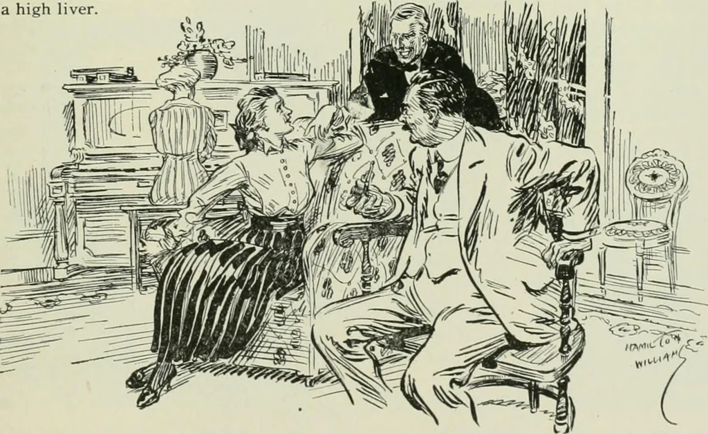 An illustration from Caricature. Wit and humor of a nation in picture, song and story, 1914, leaf 96