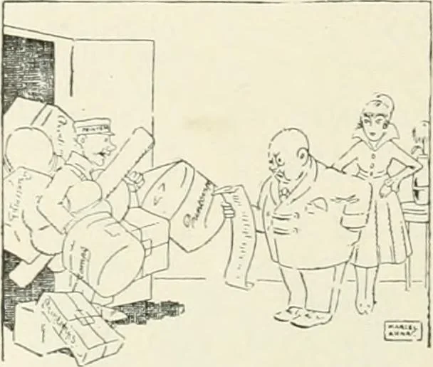 An illustration from Caricature. Wit and humor of a nation in picture, song and story, 1914, leaf 113