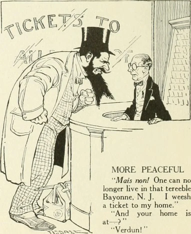 An illustration from Caricature. Wit and humor of a nation in picture, song and story, 1914, leaf 49