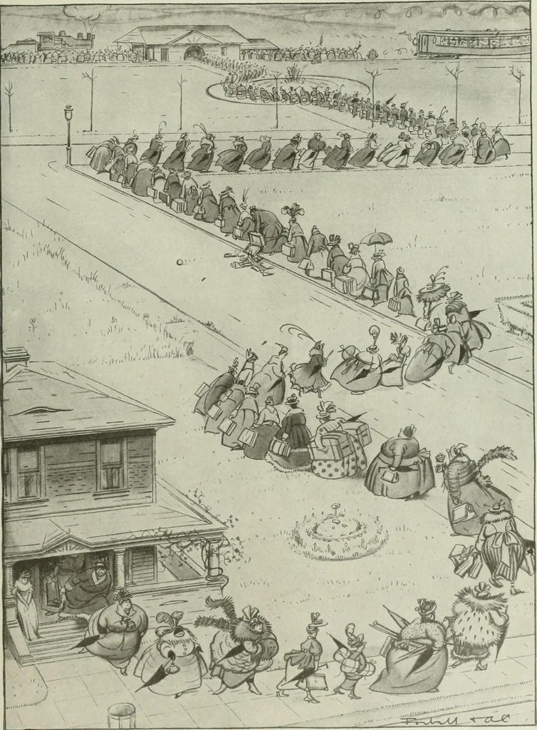 An illustration from Caricature. Wit and humor of a nation in picture, song and story, 1914, leaf 52
