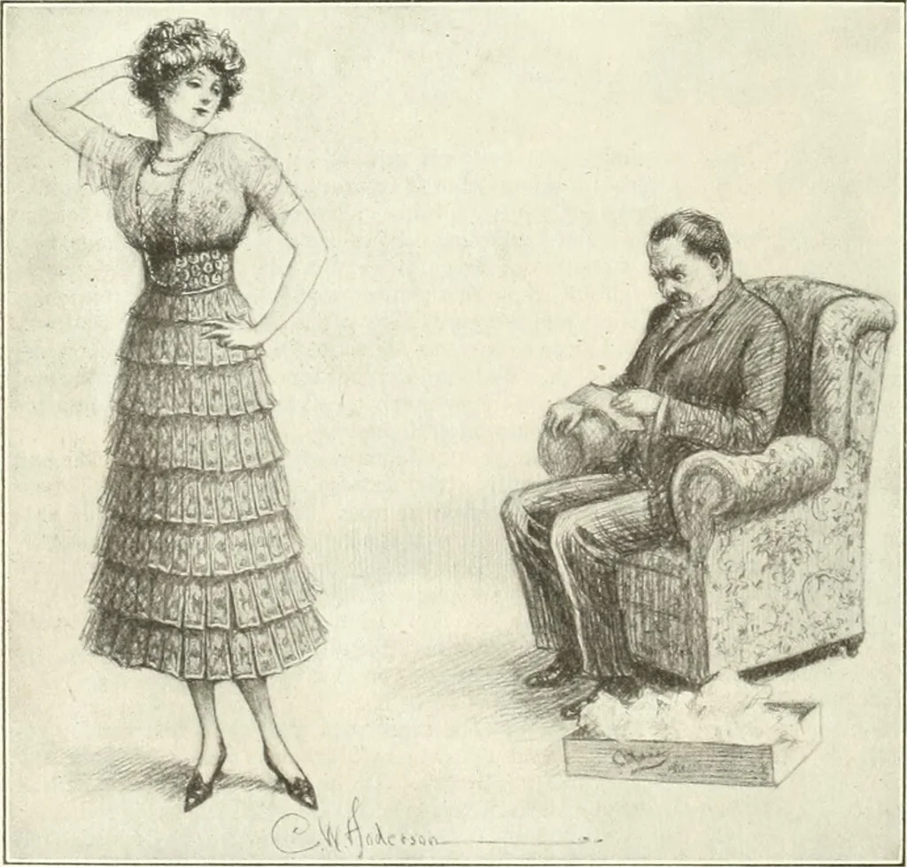 An illustration from Caricature. Wit and humor of a nation in picture, song and story, 1914, leaf 97