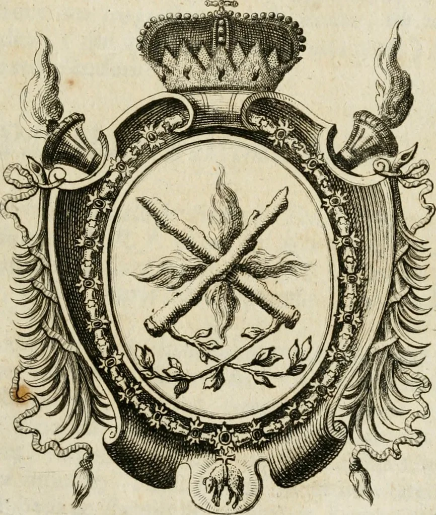An illustration from Caroli Gustavi Heraei sacrae caes., majest., consiliarii, & rei antiquae, nec non feriundis numismatibus praefecti, Inscriptiones et symbola varii argumenti, 1734, leaf 140