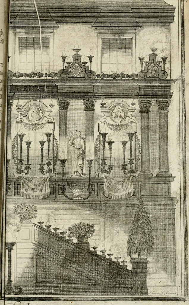 An illustration from Caroli Gustavi Heraei sacrae caes., majest., consiliarii, & rei antiquae, nec non feriundis numismatibus praefecti, Inscriptiones et symbola varii argumenti, 1734, leaf 146