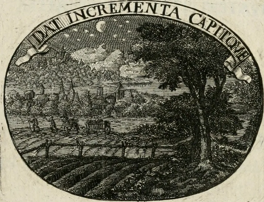 An illustration from Caroli Gustavi Heraei sacrae caes., majest., consiliarii, & rei antiquae, nec non feriundis numismatibus praefecti, Inscriptiones et symbola varii argumenti, 1734, leaf 2