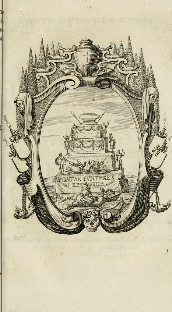 An illustration from Caroli Gustavi Heraei sacrae caes., majest., consiliarii, & rei antiquae, nec non feriundis numismatibus praefecti, Inscriptiones et symbola varii argumenti, 1734, leaf 214