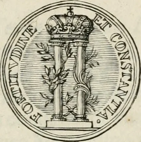 An illustration from Caroli Gustavi Heraei sacrae caes., majest., consiliarii, & rei antiquae, nec non feriundis numismatibus praefecti, Inscriptiones et symbola varii argumenti, 1734, leaf 24