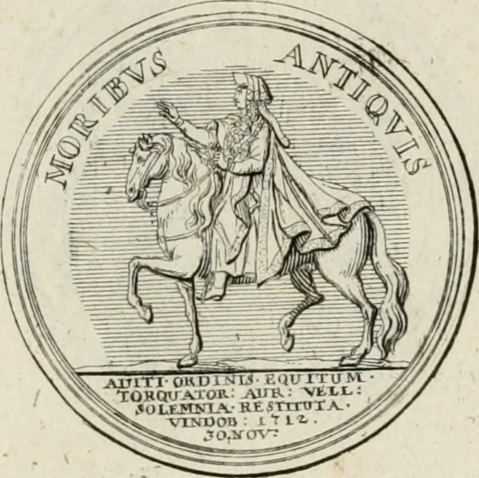 An illustration from Caroli Gustavi Heraei sacrae caes., majest., consiliarii, & rei antiquae, nec non feriundis numismatibus praefecti, Inscriptiones et symbola varii argumenti, 1734, leaf 32