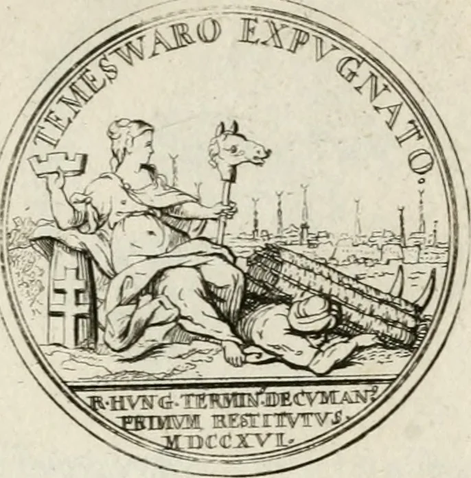 An illustration from Caroli Gustavi Heraei sacrae caes., majest., consiliarii, & rei antiquae, nec non feriundis numismatibus praefecti, Inscriptiones et symbola varii argumenti, 1734, leaf 38