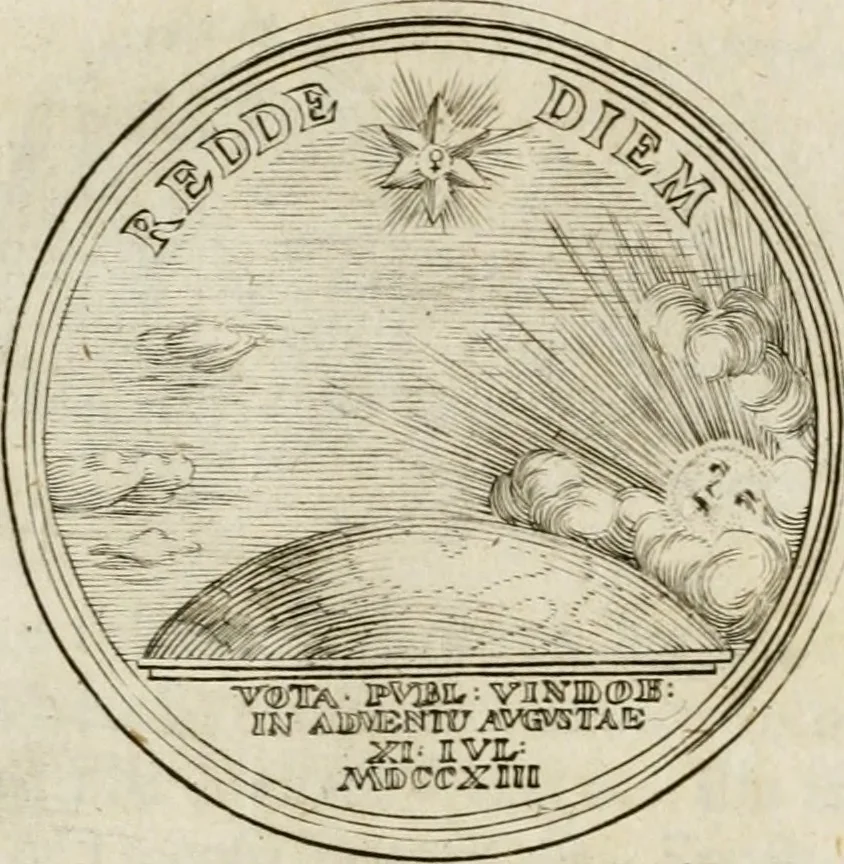 An illustration from Caroli Gustavi Heraei sacrae caes., majest., consiliarii, & rei antiquae, nec non feriundis numismatibus praefecti, Inscriptiones et symbola varii argumenti, 1734, leaf 88