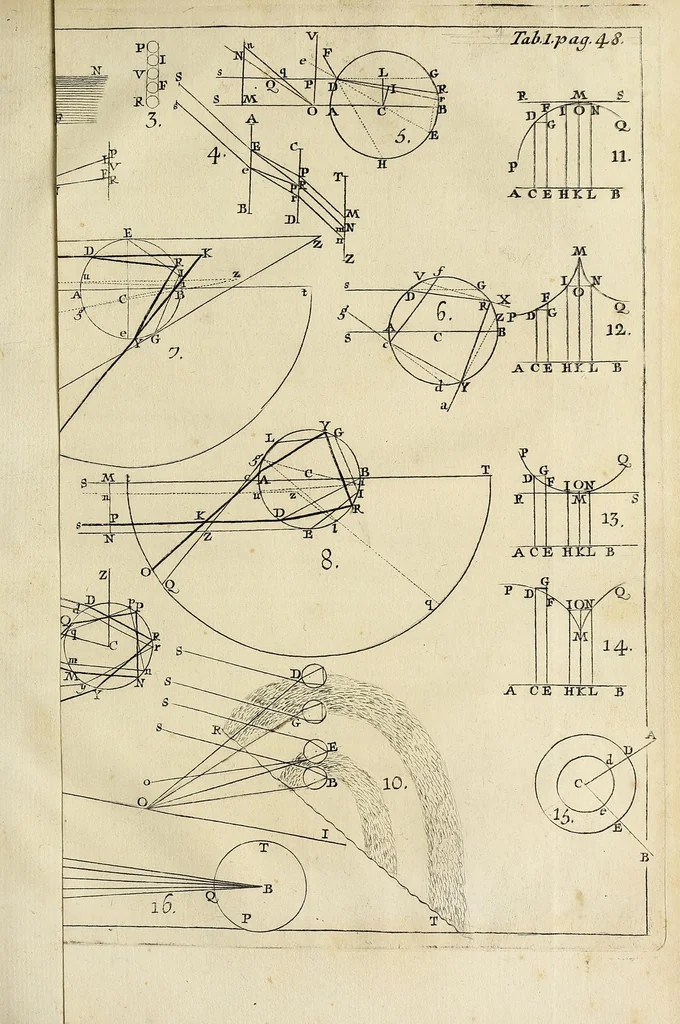 An illustration from Caroli Noceti e Societate Jesu De iride et aurora boreali carmina, 1747, leaf 65