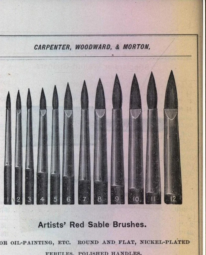 An illustration from Catalogue of paints, oils, varnishes, brushes, and painters' supplies / for sale by Carpenter, Woodward & Morton., 1883, leaf 45