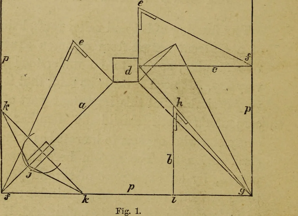 An illustration from The carpenter's and joiner's hand-book : containing a complete treatise on framing hip and valley roofs ..., 1888, leaf 13