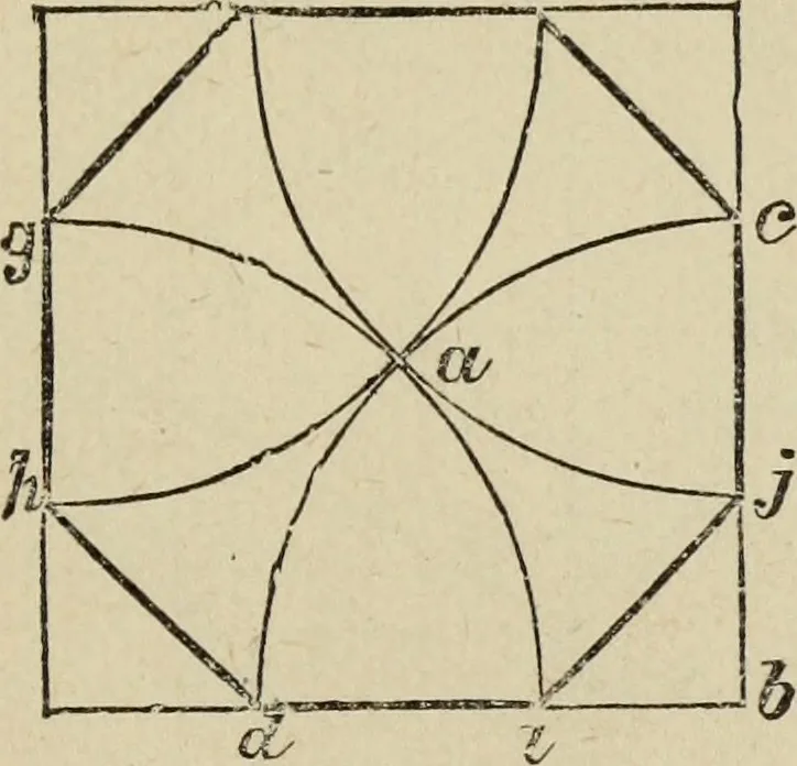 An illustration from The carpenter's and joiner's hand-book : containing a complete treatise on framing hip and valley roofs ..., 1888, leaf 36